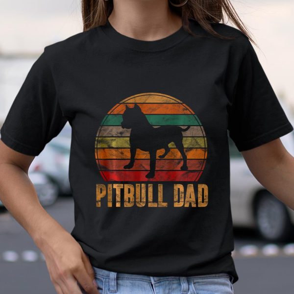 Retro Pitbull Dad Gift Dog Lover Pet Daddy Pit bull Father T Shirt  Itees Global