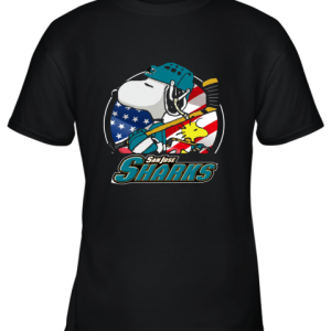Sanjose Sharks Ice Hockey Snoopy And Woodstock NHL Youth T-Shirt –