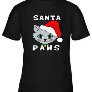 Santa Paws Cat Kitten Ugly Christmas Adult Crewneck Youth T-Shirt –