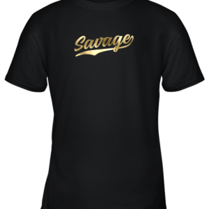 Savage Shirt Retro 1970s Baseball Script Font Youth T-Shirt –