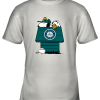 Seattle Marinerssnoopy And Woodstock Resting Together MLB Youth T-Shirt –