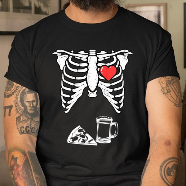 Skeleton Pregnancy Pizza Beer Xray Funny Halloween Soon Dad T Shirt  Itees Global