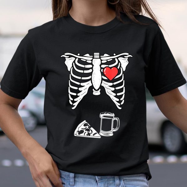 Skeleton Pregnancy Pizza Beer Xray Funny Halloween Soon Dad T Shirt  Itees Global