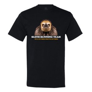 Sloth Running Team Mens Or Womens Black Shirt 1