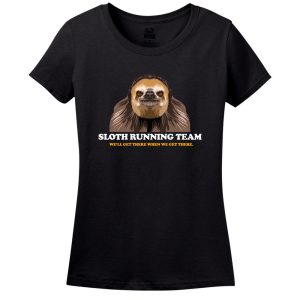 Sloth Running Team Mens Or Womens Black Shirt 2