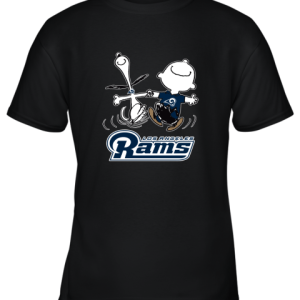 Snoopy And Charlie Brown Happy Los Angeles Rams Fans Youth T-Shirt –