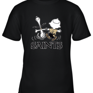 Snoopy And Charlie Brown Happy New Orleans Saints Fans Youth T-Shirt –