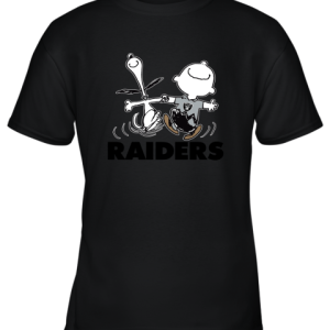 Snoopy And Charlie Brown Happy Oakland Raiders Fans Youth T-Shirt –