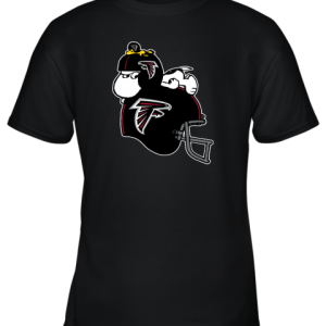 Snoopy And Woodstock Resting On Atlanta Falcons Helmet Youth T-Shirt –