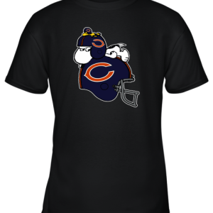 Snoopy And Woodstock Resting On Chicago Bears Helmet Youth T-Shirt –