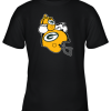 Snoopy And Woodstock Resting On Green Bay Packers Helmet Youth T-Shirt –