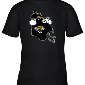 Snoopy And Woodstock Resting On Jacksonville Jaguars Helmet Youth T-Shirt –