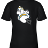 Snoopy And Woodstock Resting On Los Angeles Chargers Helmet Youth T-Shirt –