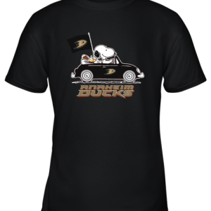 Snoopy And Woodstock Ride The Aheim Ducks Car NhL Youth T-Shirt –