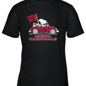 Snoopy And Woodstock Ride The Arizona Cardinals Car NFL Youth T-Shirt –