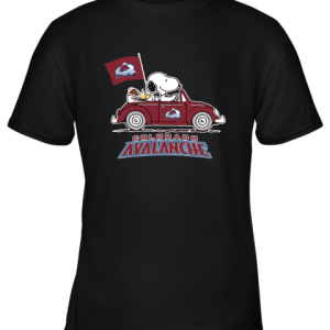 Snoopy And Woodstock Ride The Colorado Avalanche Car NHL Youth T-Shirt –