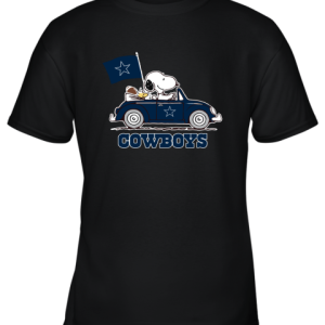 Snoopy And Woodstock Ride The Dallas Cowboys Car NFL Youth T-Shirt –