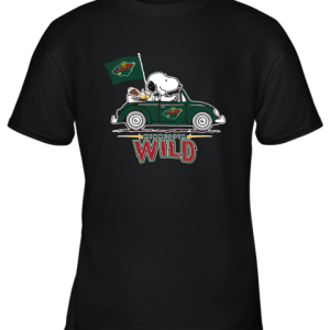 Snoopy And Woodstock Ride The Minnesota Wilds Car NHL Youth T-Shirt –
