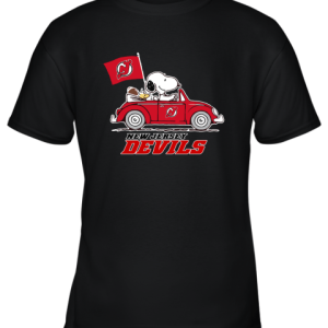 Snoopy And Woodstock Ride The New Jersey Devils Car NHL Youth T-Shirt –