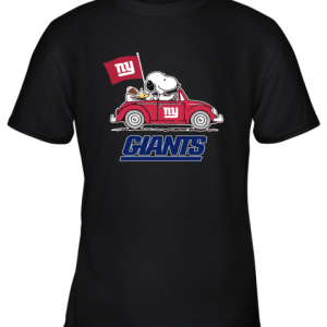 Snoopy And Woodstock Ride The New York Giants Car NFL Youth T-Shirt –