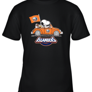 Snoopy And Woodstock Ride The New York Islander Car NHL Youth T-Shirt –