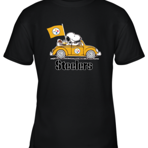 Snoopy And Woodstock Ride The Pittsburg Steelers Car NFL Youth T-Shirt –