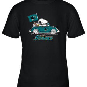 Snoopy And Woodstock Ride The San Jose Sharks Car NHL Youth T-Shirt –