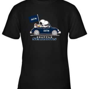 Snoopy And Woodstock Ride The Seattle Seahawks Car NFL Youth T-Shirt –