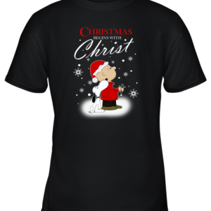 Snoopy Christmas Begins With Christ Youth T-Shirt –