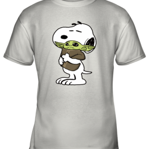Snoopy Hugging Baby Yoda Youth T-Shirt –