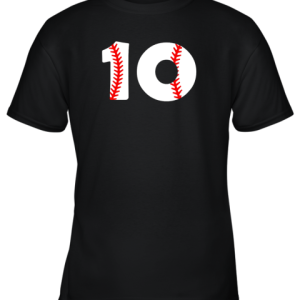 Tenth Birthday 10th BASEBALL Shirt Number 10 Born In 2009 Youth T-Shirt –
