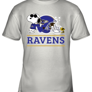 The Baltimore Ravens Joe Cool And Woodstock Snoopy Mashup Youth T-Shirt –