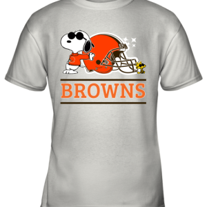 The Ceveland Browns Joe Cool And Woodstock Snoopy Mashup Youth T-Shirt –