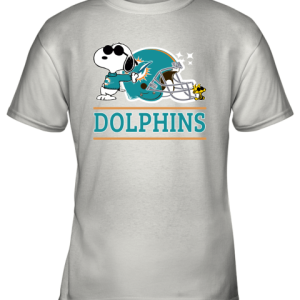 The Miami Dolphins Joe Cool And Woodstock Snoopy Mashup Youth T-Shirt –