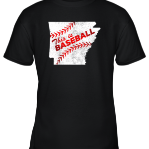 This is Baseball Arkansas with Red Laces Youth T-Shirt –