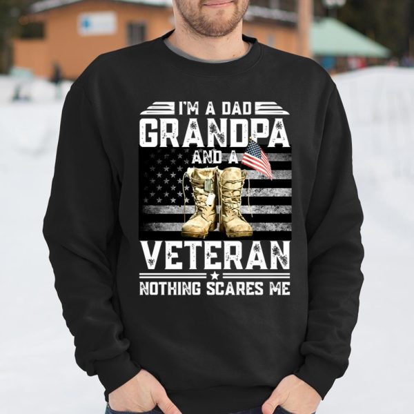 Veteran Shirt I’m a Dad Grandpa And A Veteran Nothing Scares Me Vintage Flag T Shirt  Itees Global