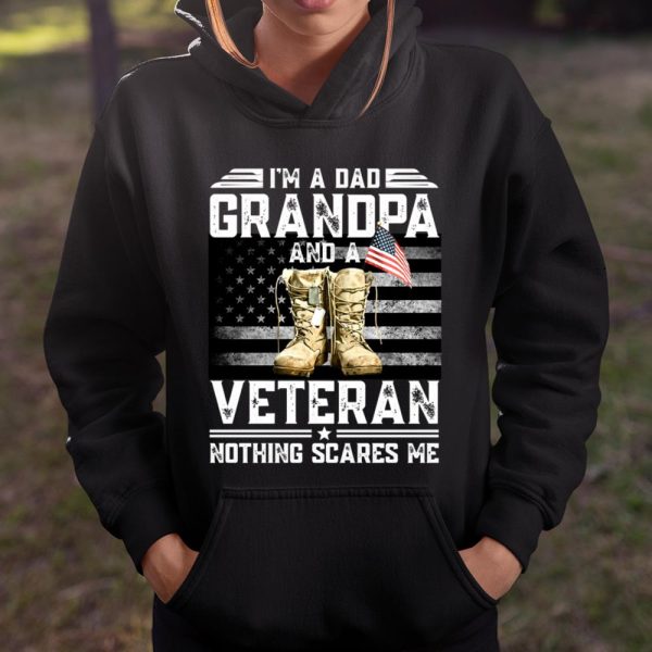 Veteran Shirt I’m a Dad Grandpa And A Veteran Nothing Scares Me Vintage Flag T Shirt  Itees Global