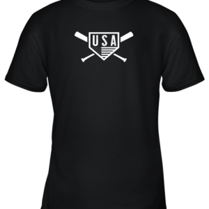 Vintage American Baseball and Softball USA Flag Youth T-Shirt –