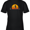 Vintage Baseball Heartbeat Retro Sunset Swinging Batter Gift Youth T-Shirt –