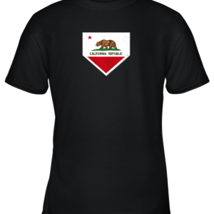 Vintage Baseball Home Plate With California State Flag Youth T-Shirt –