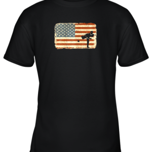 Vintage Baseball Pitcher Shirt American Flag Youth T-Shirt –