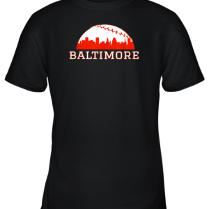 Vintage Downtown Baltimore MD Baseball Skyline Youth T-Shirt –