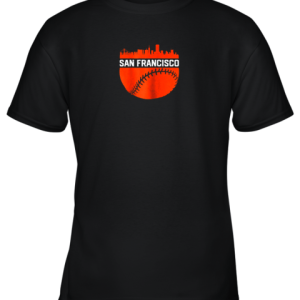 Vintage Downtown San Francisco Cali Skyline Baseball Youth T-Shirt –