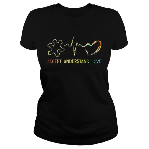 Accept Understand Love Autism Colorful Heartbeat Shirt