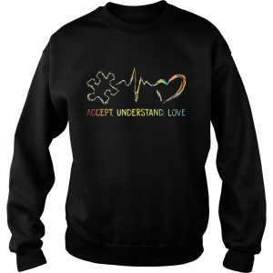 Accept Understand Love Autism Colorful Heartbeat Shirt 3