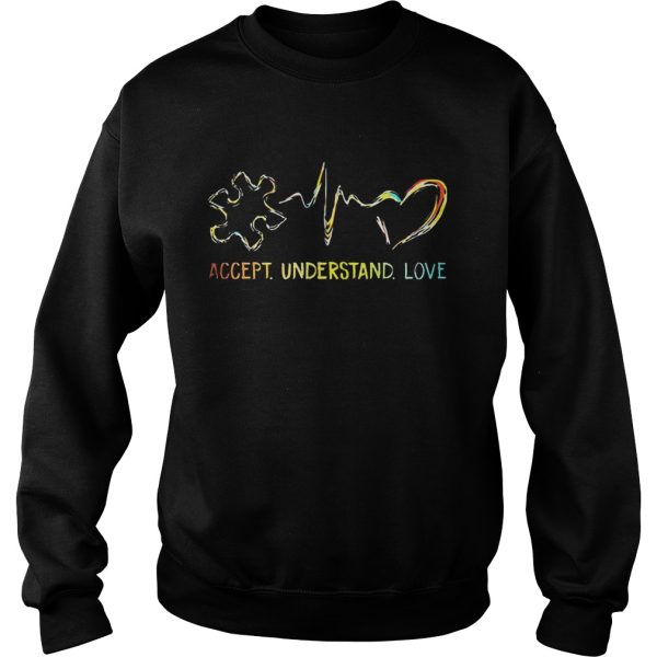 Accept Understand Love Autism Colorful Heartbeat Shirt