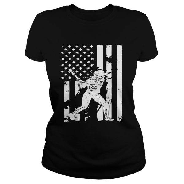 Baseball Player With American Flag T-Shirt