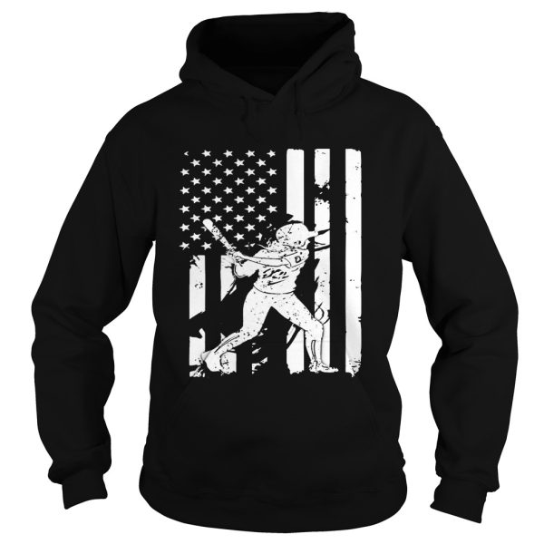 Baseball Player With American Flag T-Shirt