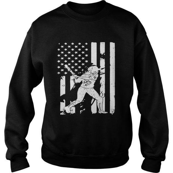 Baseball Player With American Flag T-Shirt