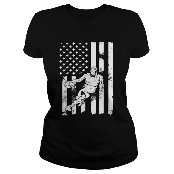 Basketball Player With American Flag T-Shirt